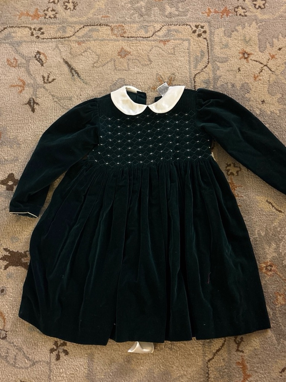Carriage Boutique Dark Green Velvet Peter Pan Collar Dress